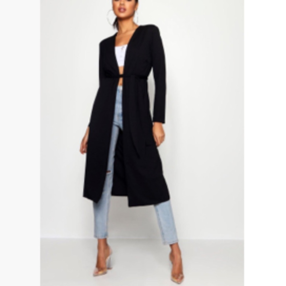 Ruched Waist Maxi Duster Jacket